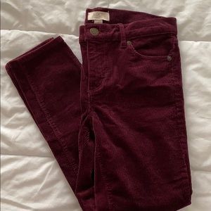Gorgeous Loft plum corduroy skinny pants